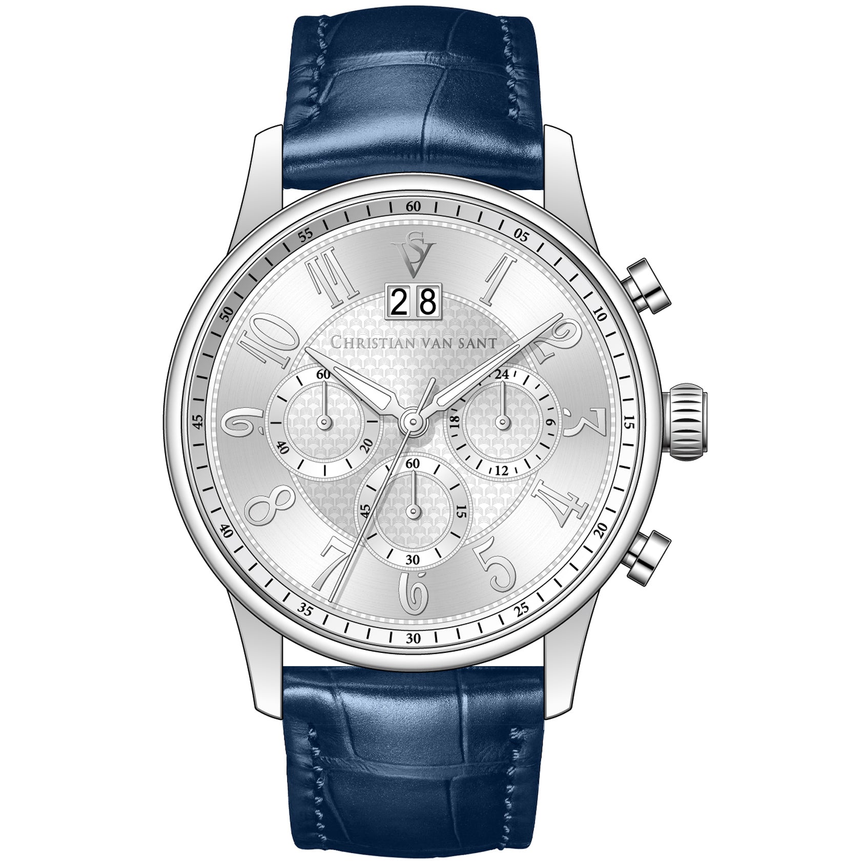 Christian Van Sant Men's Heritage watch with stainless steel band and classic round dial, stylish men's wristwatch.