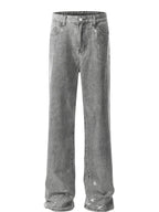 Men's straight-leg denim jeans in classic blue, featuring a standard fit and five-pocket design by Plush Fashion Shop.