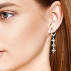 Sterling silver moissanite geometric shape earrings with modern design, perfect for stylish fashion accessories.