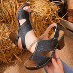 Shopimist open toe block heels sandals with stylish design and ankle straps, perfect for summer outfits.