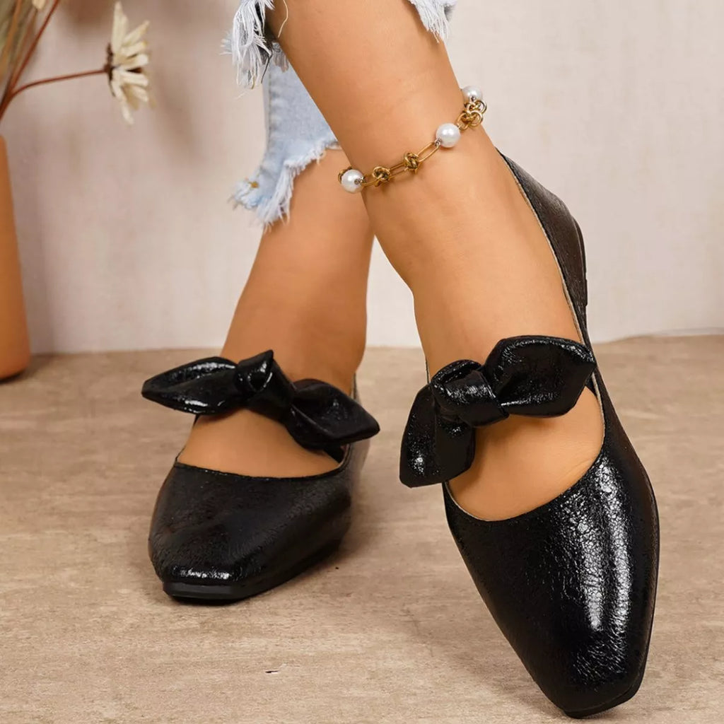 Plush Fashion Hub bow square toe slip-on sandals with stylish design and comfortable fit, perfect for casual wear.