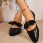 Plush Fashion Hub bow square toe slip-on sandals with stylish design and comfortable fit, perfect for casual wear.