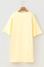Plush Fashion Hub round neck half sleeve T-shirt dress in soft fabric, casual and comfortable for everyday wear.