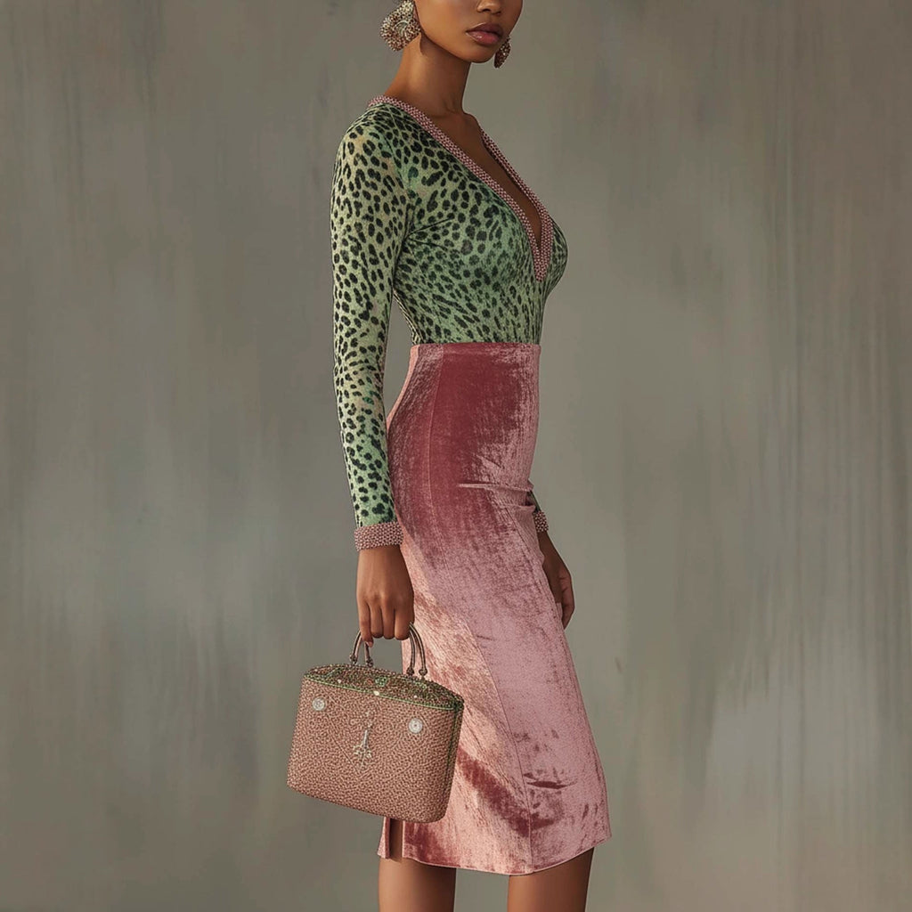 Shiny, stretchy velvet bodycon high-waist mermaid skirt from Plush Fashion Hub, featuring a sleek, form-fitting silhouette.