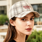 Women's striped checkered embroidered baseball cap by FitiqueFit featuring a stylish pattern and adjustable strap, available in four colors.