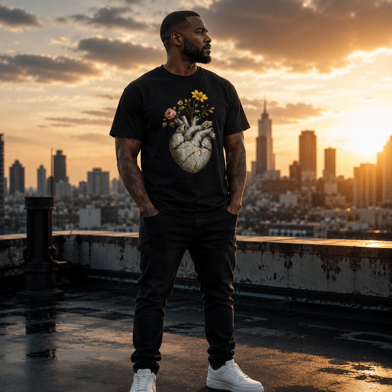 Wear Your Worship Growing Through What Broke Me T-shirt featuring bold printed text on soft fabric in a casual fit.