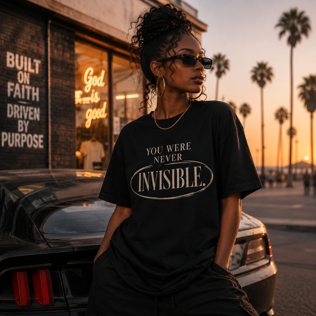 Wear Your Worship You Were Never Invisible T-Shirt with inspirational statement text in black on a casual cotton tee.