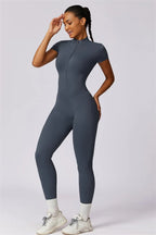 Fitglutes Activewear Mia Belle jumpsuit in black, sleek workout jumpsuit with fitted design, ideal for gym and activewear.