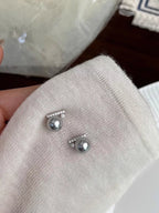 Shopimist zircon pearl stud earrings featuring lustrous pearls set in a sleek metal design, perfect for elegant everyday wear.