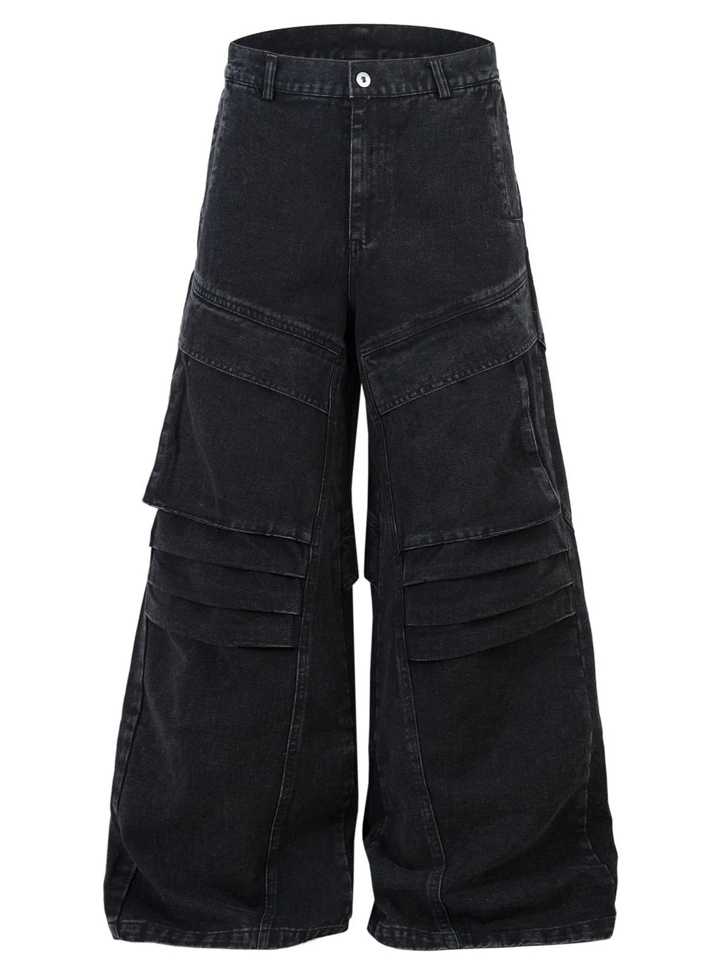 Men's wide leg denim jeans by Plush Fashion Shop, showing relaxed fit and classic blue denim fabric.