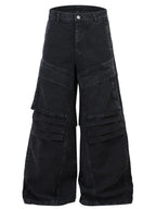 Men's wide leg denim jeans by Plush Fashion Shop, showing relaxed fit and classic blue denim fabric.