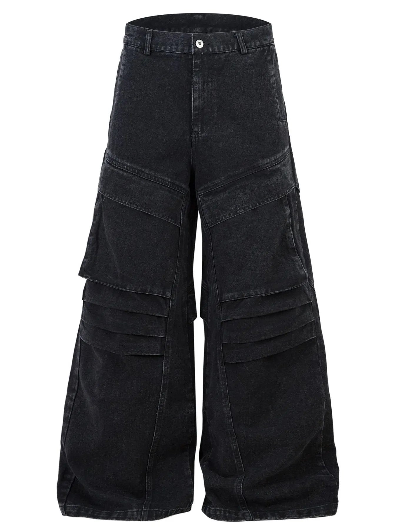 Men's wide leg denim jeans by Plush Fashion Shop, showing relaxed fit and classic blue denim fabric.