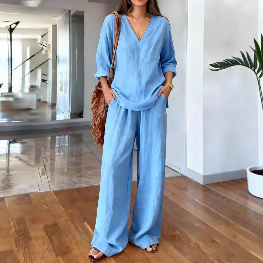 FitiqueFit long sleeve top and full-length pants two-piece set in nine colors, available from size S to 3XL.