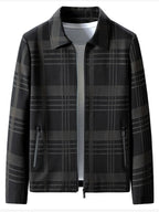 Plus size men's plaid zip-up jacket by Shopimist, featuring a stylish checkered pattern and front zipper closure.
