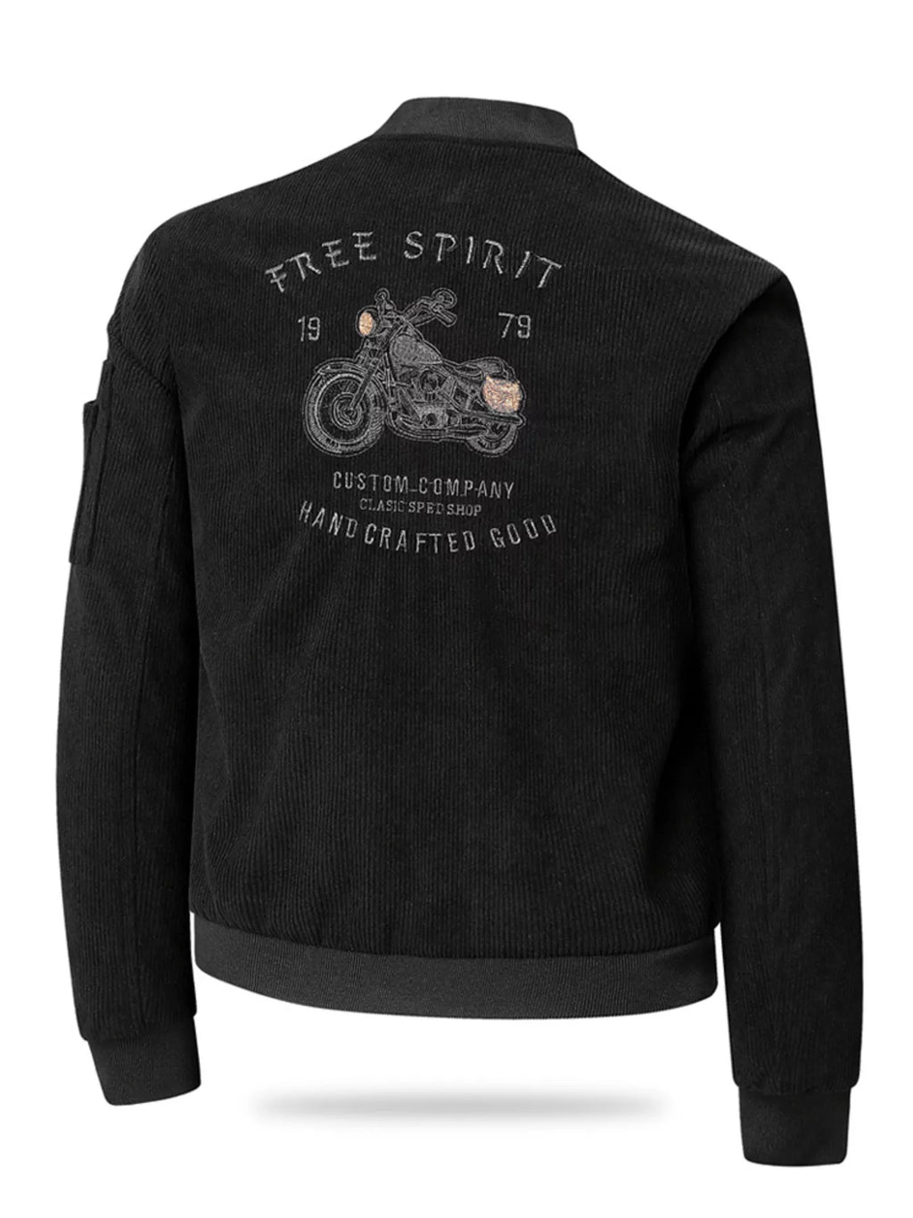 Men's plus size zip-up corduroy bomber jacket by Shopimist, shown in dark brown with front pockets and ribbed cuffs.