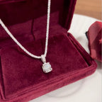 Sterling silver moissanite necklace with 1 carat center stone, elegant jewelry piece from Shopimist.