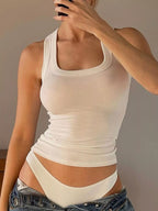 Ribbed Square Neck Tank Top