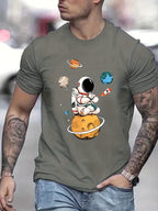 Men’s astronaut graphic streetwear shirt by Plush Fashion Hub featuring a space-themed astronaut design on casual fabric.