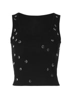 Bead embellished square neck tank top from Shopimist with detailed beadwork and a stylish square neckline.