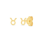 14K yellow gold Taurus stud earrings with a smooth, polished finish, showcasing elegant zodiac jewelry design.
