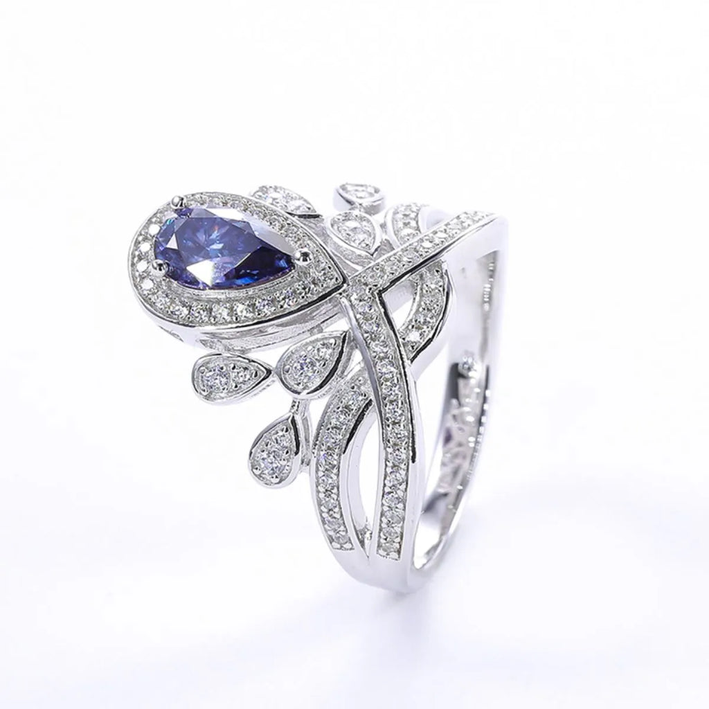 Sterling silver ring featuring a 1-carat moissanite gemstone, showcasing a sparkling, elegant design.