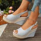 Women's open toe high wedge sandals by Trendsi featuring a chic design and comfortable summer heel style.