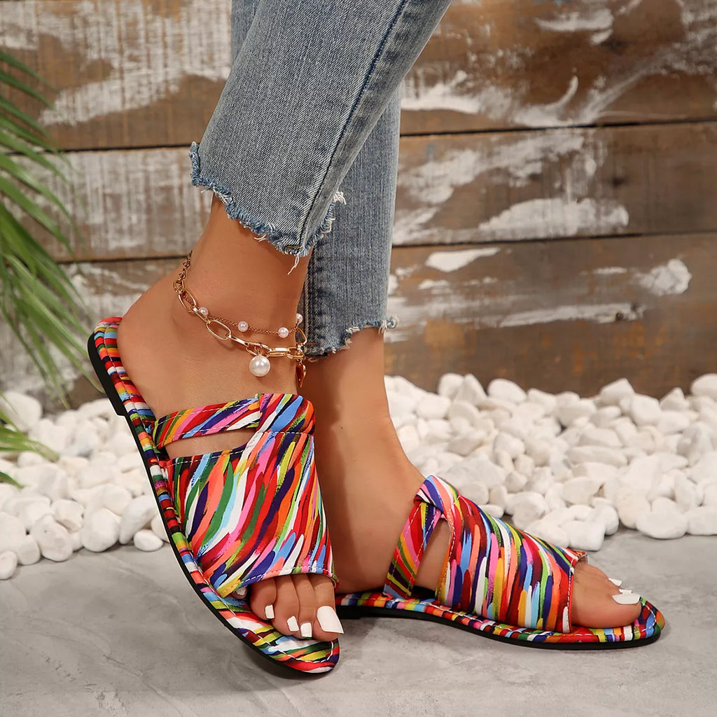Shopimist open toe flats sandals with sleek design, featuring a comfortable fit and minimalist style for casual wear.