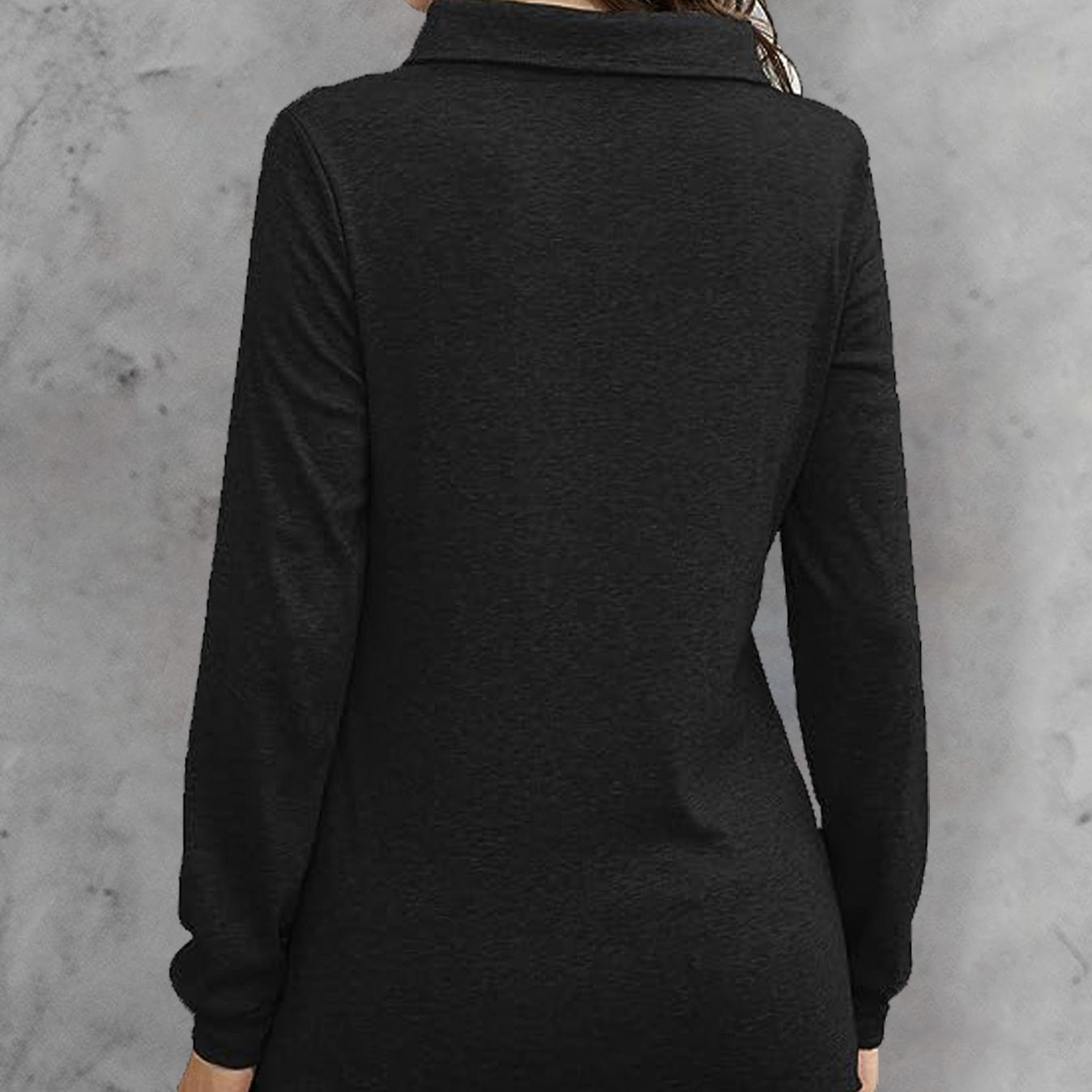 Women's long-sleeved hood collar button waist casual T-shirt by FitiqueFit, featuring stylish design and comfortable fit.