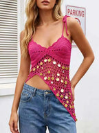 Sequin crochet knit camisole tank top from Shopimist with shimmering sequins and intricate crochet detailing.