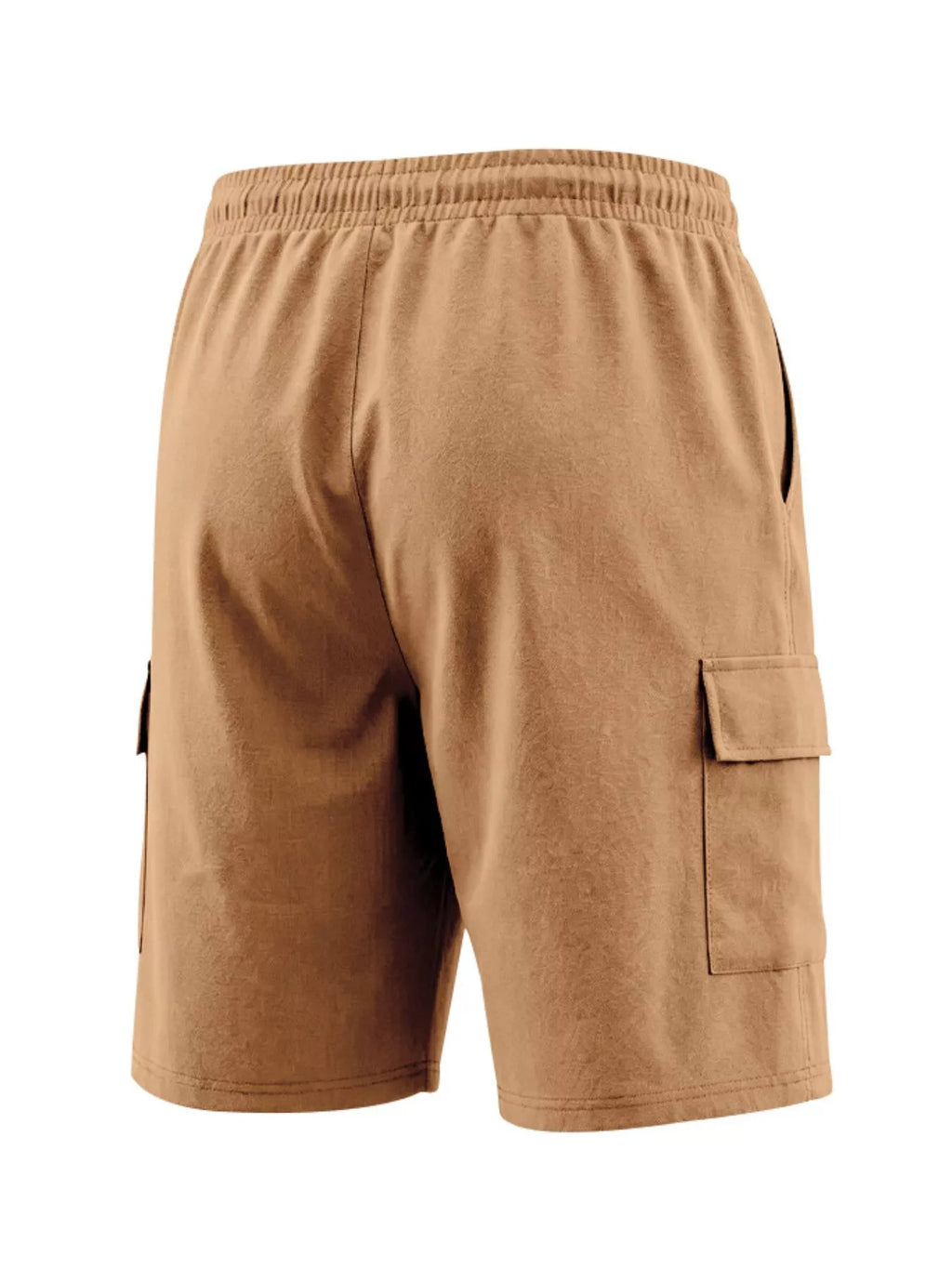 Men's plus size casual cargo shorts with drawstring waist, made by Trendsi, featuring multiple pockets and comfortable fit.