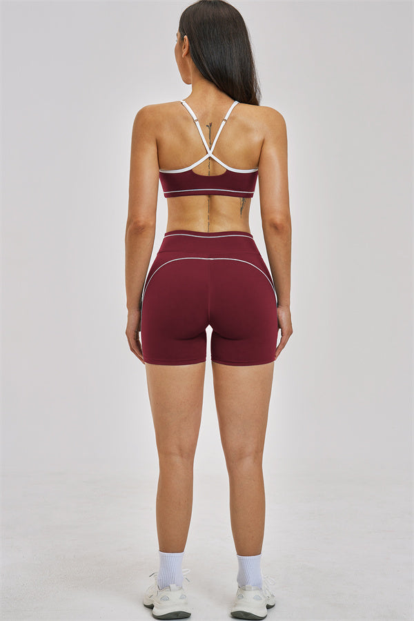 Fitglutes Activewear sports bra and shorts 2-piece set, featuring stretchy workout fabric and a sleek athletic design.