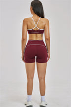 Fitglutes Activewear sports bra and shorts 2-piece set, featuring stretchy workout fabric and a sleek athletic design.