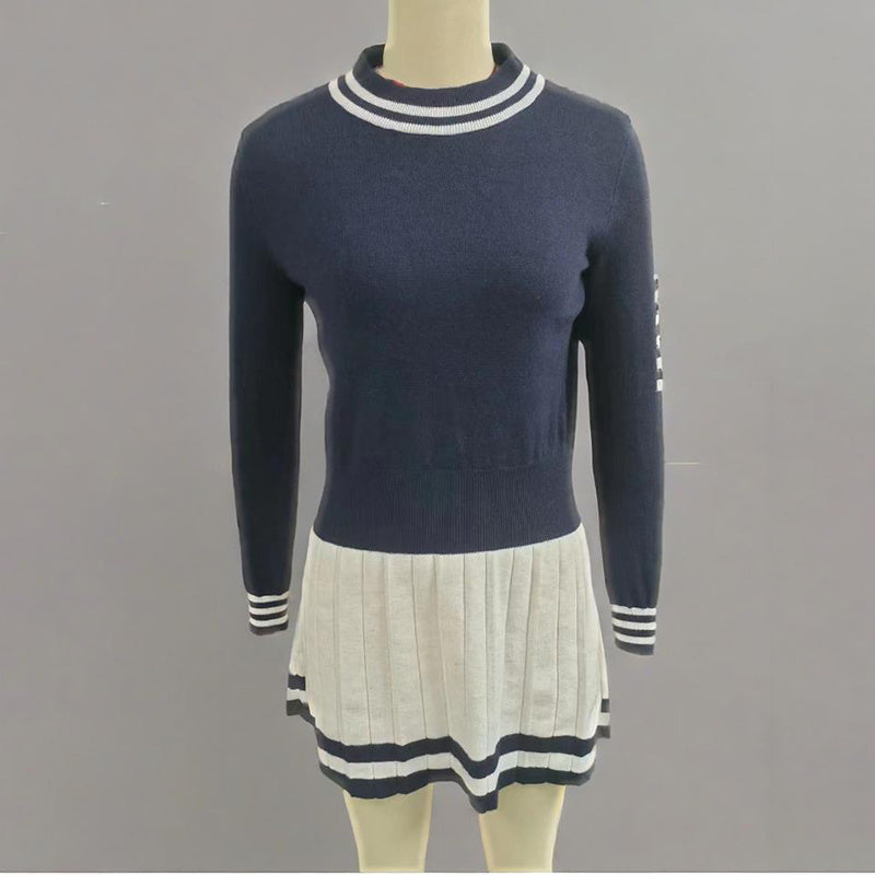 Women's long sleeve sweater dress by Plush Fashion Hub, casual wear with a soft knit fabric and fitted silhouette.