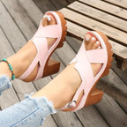 Open toe block heels sandals by Trendsi, stylish women's shoes with a modern design and comfortable chunky heel.