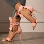 Shopimist open toe stiletto sandals with slim heel and sleek design, featuring a stylish strap across the toes.