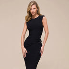 FitiqueFit sleeveless bodycon dress with back split, high waist sheath design, perfect for casualwear and stylish daytime outfits.