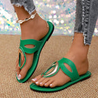 Women's open toe low heel sandal by Trendsi featuring a golden accent detail and stylish design.