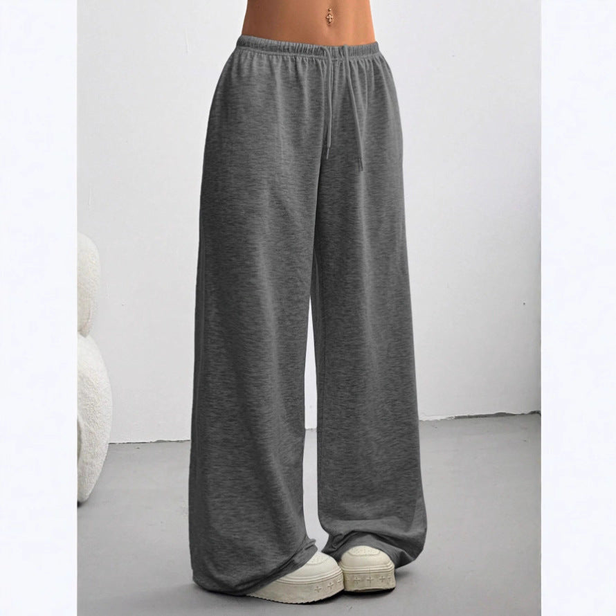 Light gray FitiqueFit minimalist straight-leg drawstring sweatpants in casualwear style, featuring a relaxed fit and adjustable waistband.