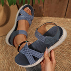 Women's open toe woven strap flat sandals by Trendsi featuring comfortable faux leather slides and stylish design