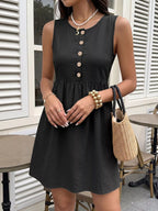 Sleeveless Button-Front A-Line Dress