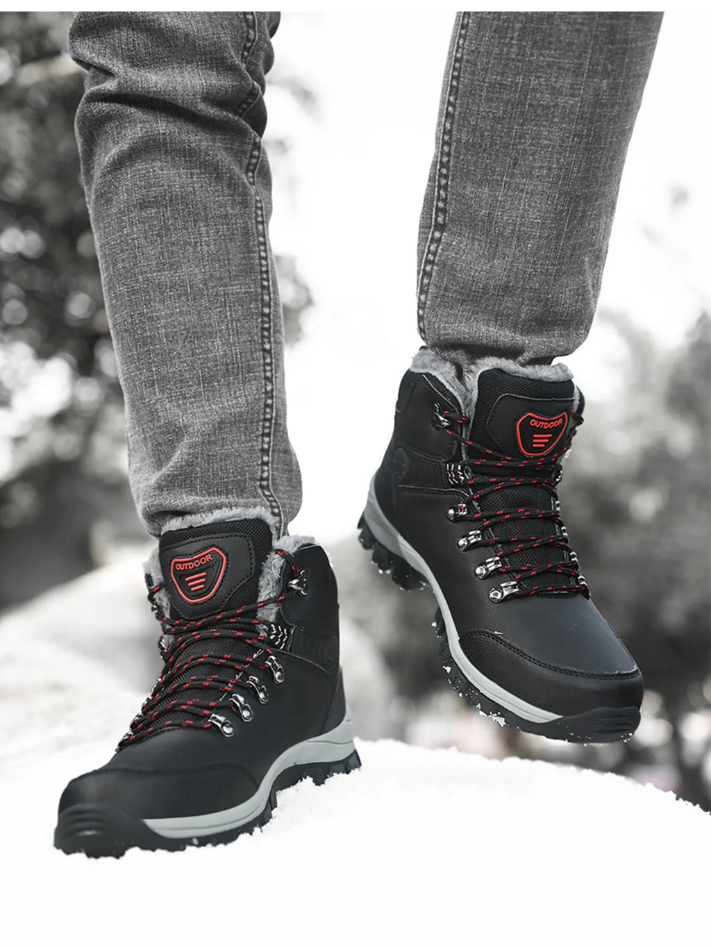 Men's lace-up ankle boots from Trendsi, showcasing black leather footwear with sturdy soles and stylish design details.