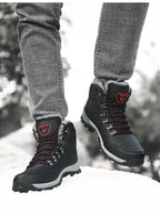 Men's lace-up ankle boots from Trendsi, showcasing black leather footwear with sturdy soles and stylish design details.