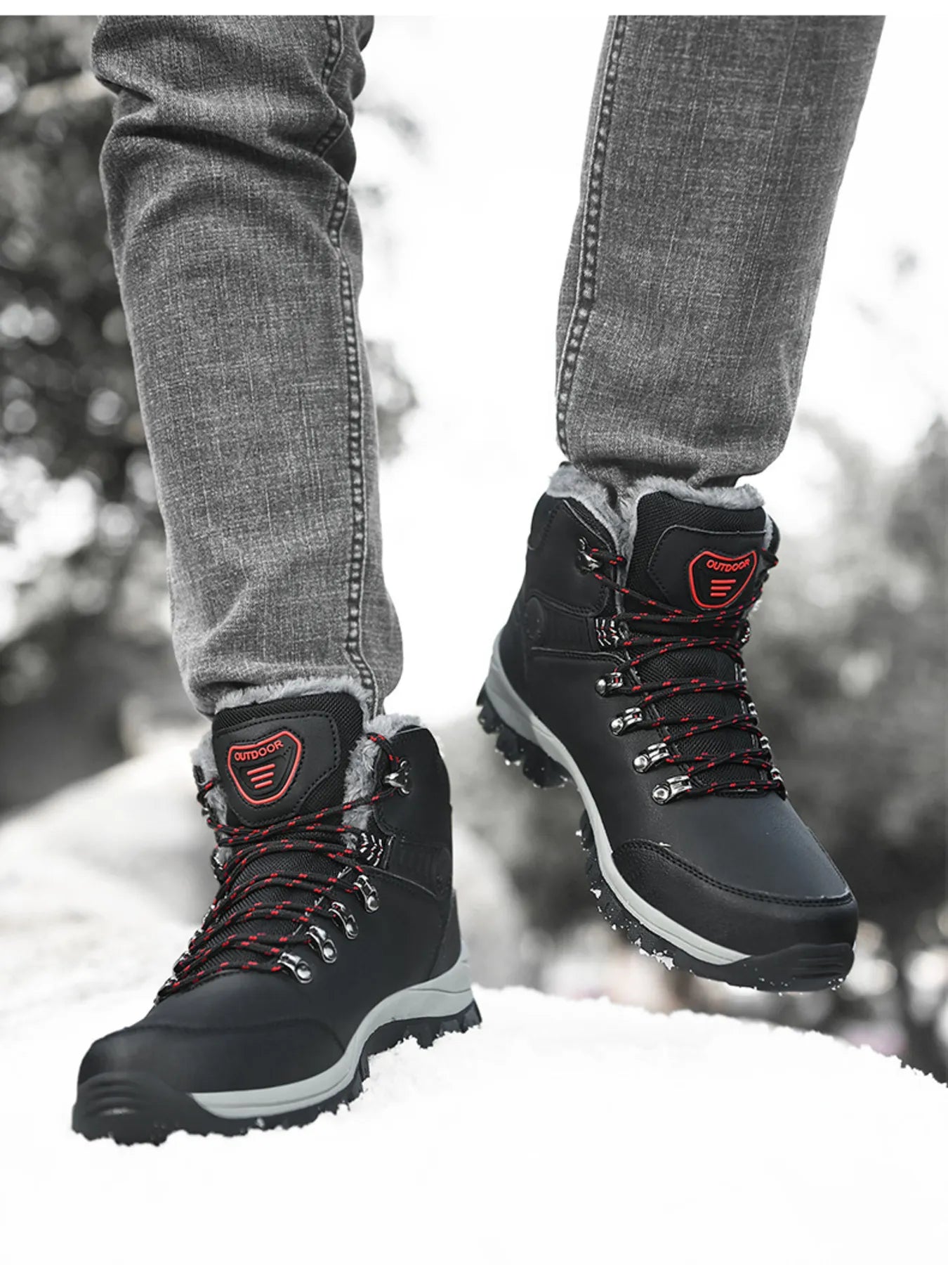 Men's lace-up ankle boots from Trendsi, showcasing black leather footwear with sturdy soles and stylish design details.