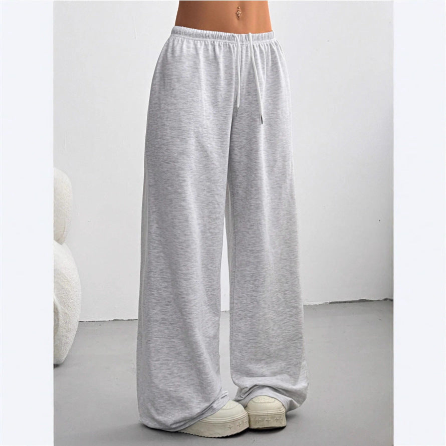 Light gray FitiqueFit minimalist straight-leg drawstring sweatpants in casualwear style, size S to 2XL, showing relaxed fit and comfortable fabric.