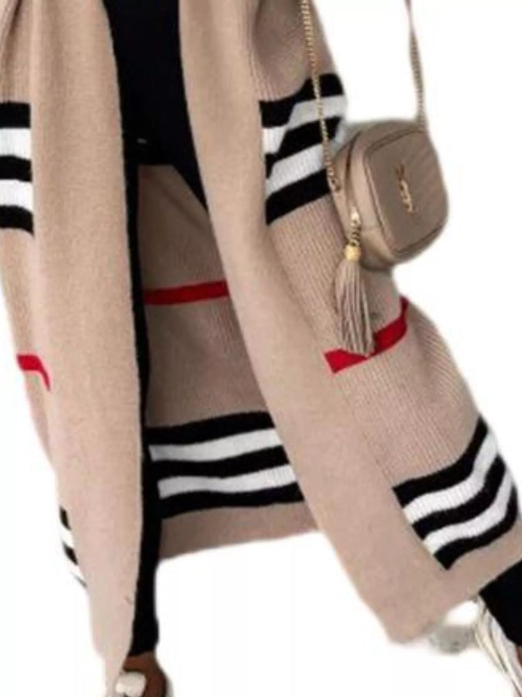 Striped longline open front cardigan by Simply Love, showcasing soft fabric, relaxed fit, and stylish striped pattern.
