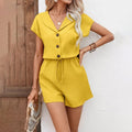 Women’s summer matching lounge set with shorts from Plush Fashion Hub, casualwear with lightweight fabric and relaxed fit.