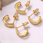 Gold-plated titanium steel rhinestone earrings with sparkling stones, stylish and elegant jewelry by Shopimist.