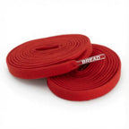 Bright red elastic shoelace from Plush Fashion Hub, showing flexible, stretchable design for easy slip-on sneakers.