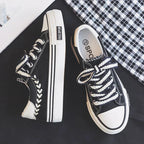 Women’s platform canvas chunky sneakers by FitiqueFit, height-increasing trainers with stylish design and thick rubber soles.