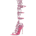 Embellished Suede Laser-Cut Roman Sandals